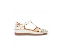 Infinity Leather Women's Pikolinos Leather Semi-Open Wedge Sandal Shoes - Cadaques in Off White | Size: 5