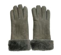 TruClothing Women's Winter Warm Leather Gloves Genuine Suede Thick Plush Shearling Cuff - Grey XL
