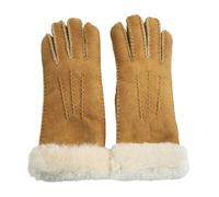 TruClothing Women's Winter Warm Leather Gloves Genuine Suede Thick Plush Shearling Cuff - Tan L