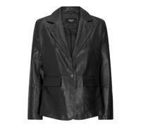 Infinity Leather Womens Real Leather Blazer Jacket Short 1 Buton Brown Tan Black Classic Retro - Black - 5XL