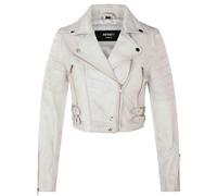 Infinity Leather Women's Real Leather Short Cropped Length Biker Jacket - White - UK 16