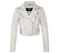 Infinity Leather Women's Real Leather Short Cropped Length Biker Jacket - White - UK 24