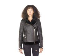 Infinity Leather Women's Shearling Sheepskin Aviator Jacket-Patchway in Black | Size: 22