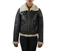 Infinity Leather Women's Sheepskin Leather Coat Brown Beige Fur Women's Flying Jacket - UK 12