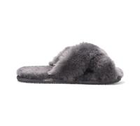 Infinity Leather Women's Sheepskin Slippers Warm Winter Fur Crossover - Snowbelle in Grey | Size: 7 Infinity Leather Grey 7