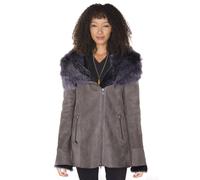 Infinity Leather Women's Suede Hooded Merino Sheepskin Coat-Romsey in Black | Size: 16