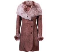 Infinity Leather Women's Suede Merino Shearling Coat with Toscana Collar-Rochford in Brown | Size: 18 Infinity Leather Brown 18