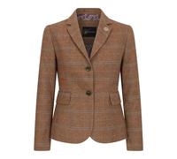 Infinity Leather Women's Tailored Fit Tweed Blazer in Herringbone Check in Brown | Size: 14