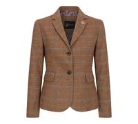 Infinity Leather Women's Tailored Fit Tweed Blazer in Herringbone Check in Brown | Size: 16 Infinity Leather Brown 16