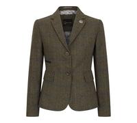 Infinity Leather Women's Tailored Fit Tweed Blazer in Herringbone Check in Green | Size: 10