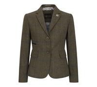 Women's Olive Tailored Fit Tweed Blazer in Herringbone Check