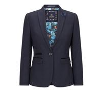 Infinity Leather Women's Tailored Fit Tweed Check Blazer Wool Jacket In Blue Blue 18