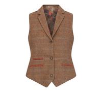 Infinity Leather Women's Tailored Fit Tweed Waistcoat In Herringbone Check In Brown Brown