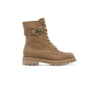 Infinity Leather Women's Tamaris Fashion Leather Lace-Up Zip Combat Ankle Boots in Beige | Size: 4