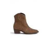 Infinity Leather Women's Tamaris Suede Leather Cowboy Western Ankle Boots - 25702-41 in Camel | Size: 5