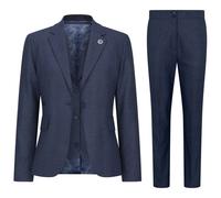 Infinity Leather Women's Three-Piece Tailored Fit Suit In Prince Of Wales Check In Blue Blue 16
