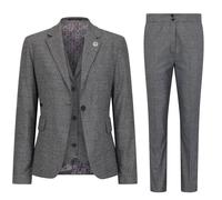 Infinity Leather Women's Three-Piece Tailored Fit Suit In Prince Of Wales Check In Grey Grey