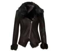Infinity Leather Womens Toscana Sheepskin Biker Jacket-Apopa - Black - UK XS/8 | EU 34 | US 4