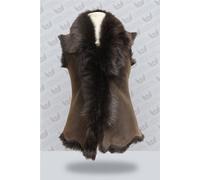 Infinity Leather Women's Toscana Sheepskin Short Gilet-Denver in Brown | Size: 8
