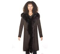 Infinity Leather Women's Toscana Sheepskin Suede Trench Coat-Rochester in Brown | Size: 8 Infinity Leather Brown 8