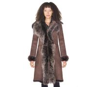 Infinity Leather Women's Toscana Sheepskin Suede Trench Coat-Rochester in Dark Brown | Size: 12 Infinity Leather Dark Brown 12
