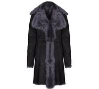 Infinity Leather Women's Toscana Sheepskin Suede Trench Coat-Rochester in Grey | Size: 16 Infinity Leather Grey 16