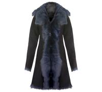 Infinity Leather Women's Toscana Sheepskin Suede Trench Coat-Rochester in Navy | Size: 10 Infinity Leather Navy 10