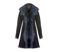Infinity Leather Women's Toscana Sheepskin Suede Trench Coat-Tbilisi in Navy | Size: 8 Infinity Leather Navy 8
