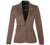 Tru Clothing Women's Tweed Light Brown Herringbone Classic 1920s Formal Wool Tailored Blazer with Elbow Patches 10