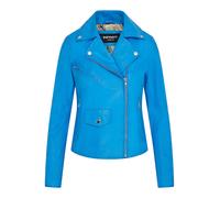 Infinity Leather Women's Vintage Classic Brando Biker Leather Jacket - Broome in Blue | Size: 10