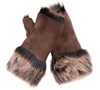 Infinity Leather Womens Warm Winter Shearling Brown Toscana Fingerless Cuffs Toscana Suede Sheepskin Mitten Gloves