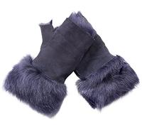 Infinity Leather Womens Warm Winter Shearling Navy Toscana Fingerless Cuffs Toscana Suede Sheepskin Mitten Gloves