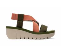 Infinity Leather Yabi922Fly Cupido Leather Sandals Espadrille Platform Wedges In Green Green 7