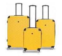 Infinity Leather Yellow Luggage Sets 3 Piece Hard Shell ABS Lightweight Durable Trolley Travel Cabin Holiday Suitcase Bags 20" 24" 28"(3 Pcs Set)