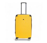 Infinity Leather Yellow Suitcase Medium 24-Inch Hard Shell ABS Lightweight Durable Trolley Travel Cabin Holiday Luggage Bags (M(73cm 72L))
