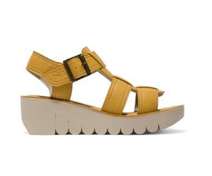 Infinity Leather Yudd236Fly Mousse Leather Sandals Espadrille Platform Wedges In Yellow Yellow 5