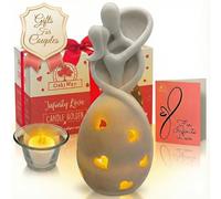 Infinity Love Candle Holder Figurine - Gifts for Couples & Anniversary, Wedding, Engagement & Valentine’s Day - LED Candle and Greeting Card Included, Romantic Home Décor - Parent