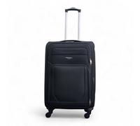 Infinity Luggage Black Soft Shell Lightweight Medium Nylon 4 Wheel Travel Case Holiday Suitcase