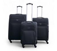 Infinity Luggage Black Soft Shell Lightweight Nylon 4 Wheel Travel Case Holiday Suitcase Set