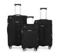 Infinity Luggage Lightweight Soft Shell Luggage Set Travel Suitcases - 3-Set - Black