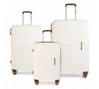 Infinity Luggage Robust 8 Wheels Holiday Travel Case Set Of 3 Hard Shell Suitcase In White