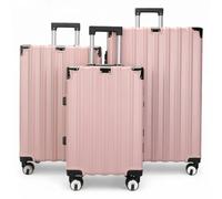 Infinity Luggage Robust Hard Shell Luggage 8 Wheel Suitcase Set - 3-Set - Pink