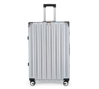 Infinity Luggage Silver Hardshell Large Suitcase Robust 8 Wheel Luggage Cabin Case Bag