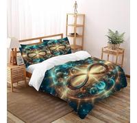 Infinity Magic Cosmos Bedding Sets Super King（260x220cm）, Indian Culture Quilt Set, for Boys Girls Teens Room Decor Indian Culture 3D Print Bed Sets 3-piece with Zipper Closure