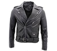 Infinity Men’s Retro Brando Casual Black Leather Biker Jacket XL