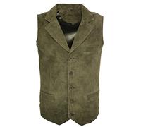 Infinity Men’s Smooth Goat Suede Classic Smart Khaki Leather Waistcoat S