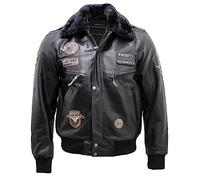 Infinity Men's Black Cow Hide Leather Flight Bomber Jacket M