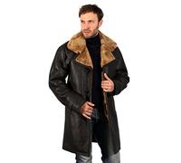 Infinity Men's Brown Long Shearling Ginger Sheepskin Leather Coat with BeltL