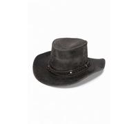 Infinity Leather Cowboy Aussie Real Leather Bush Hat in Black | Size: Small Infinity Leather Black S