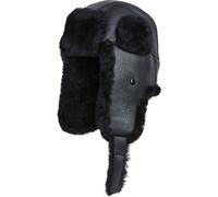 Unisex B3 Russian Ushanka RAF Aviator Shearling Sheepskin Leather Trapper Flying Hat Black